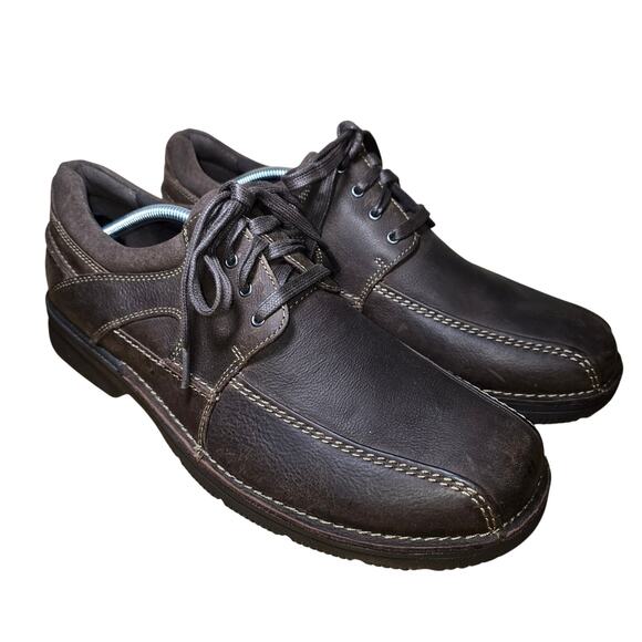 Clarks 26066250 Men's Brown Leather Lace Up Apron Toe Casual Shoes Size 11.5 - Picture 1 of 8